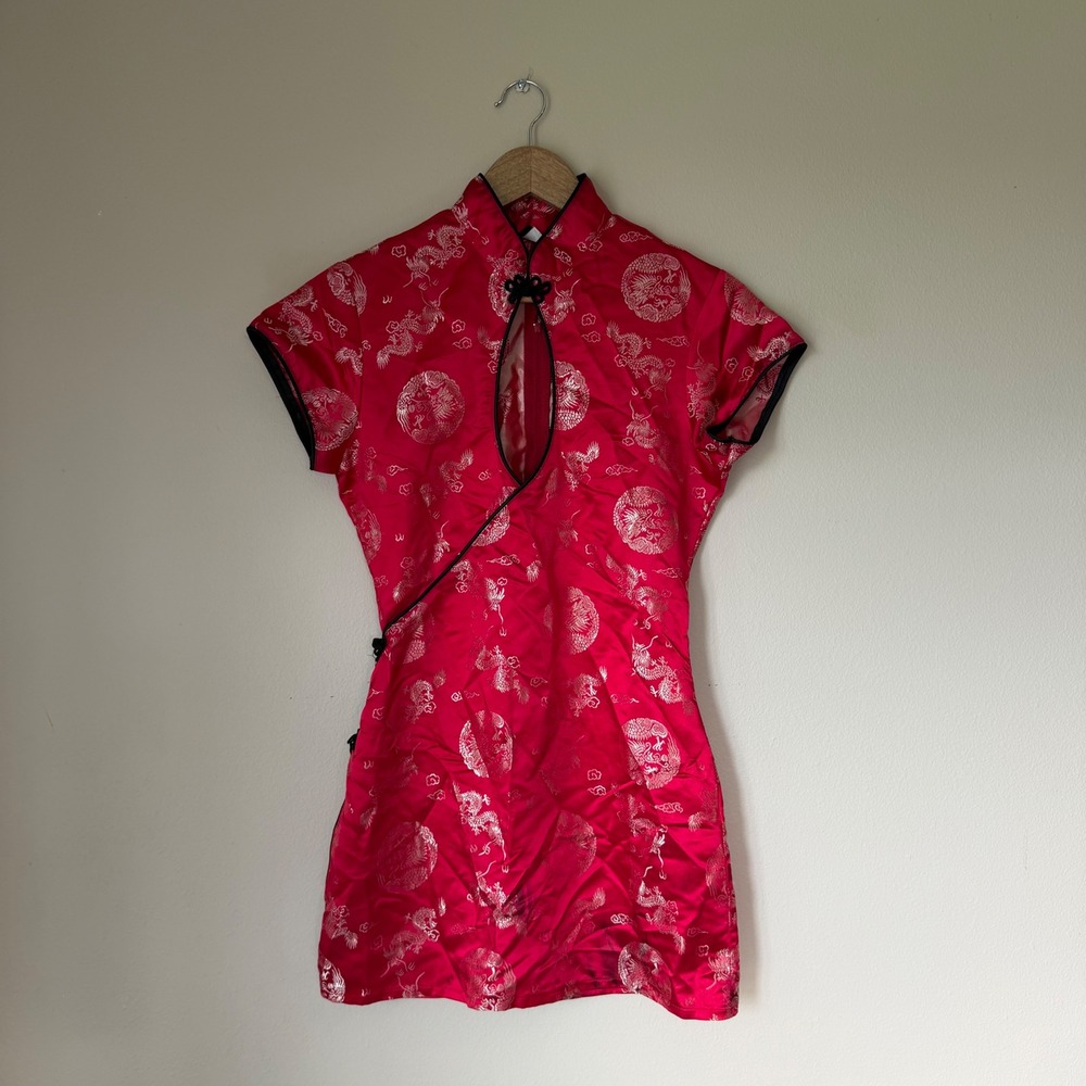 Vintage Frederick's of Hollywood Asian-Inspired Keyhole Mini Dress Size Small